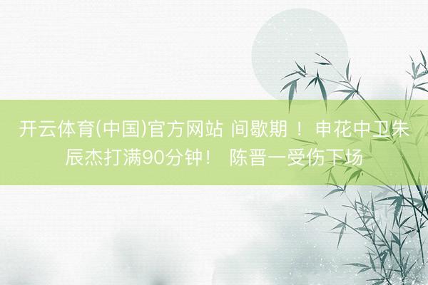 开云体育(中国)官方网站 间歇期 ！申花中卫朱辰杰打满90分钟！ 陈晋一受伤下场