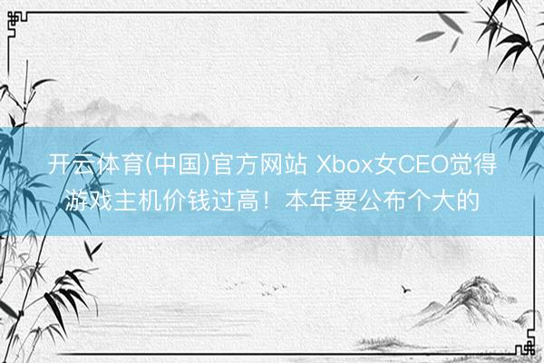 开云体育(中国)官方网站 Xbox女CEO觉得游戏主机价钱过高!本年要公布个大的