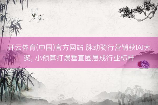 开云体育(中国)官方网站 脉动骑行营销获IAI大奖， 小预算打爆垂直圈层成行业标杆